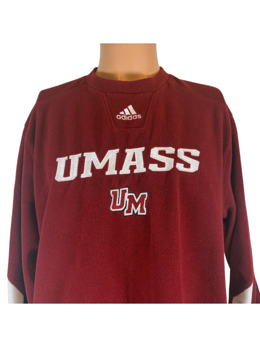 UMass Minutemen Fleece Sweatshirt Mens Size L Adidas NCAA College